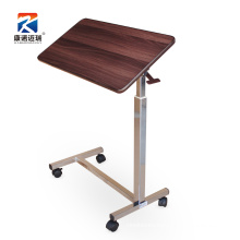 Wooden Movable Overbed Dining Table Height Adjustable